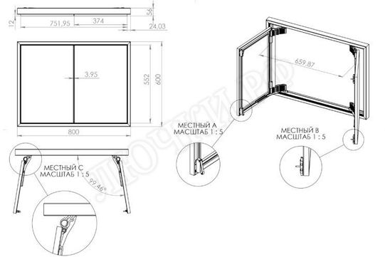 Люк под плитку Секрет 3.0, 2 створки 1150*1200 Люк под плитку Секрет 3.0, 2 створки 1150*1200