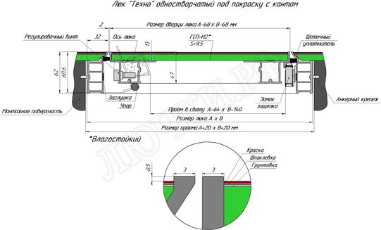 Люк под покраску Техно 1000*1100 Люк под покраску Техно 1000*1100