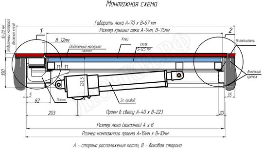 Напольный люк с электроприводом 1100*750 Напольный люк с электроприводом 1100*750